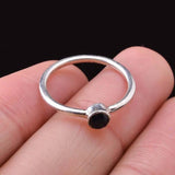 0.2ct Engagement Ring Round Cut Sapphire Bezel Set Solitaire 14k White Gold Over