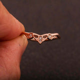 Minimalist Twig Wedding Ring Band 0.6ct Round Cut Diamond 14k Rose Gold Finish