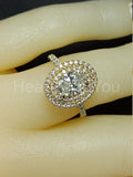 2.2ct Oval Cut Simulated Diamond Dual Halo Engagement Ring 14k YellowGold Plated