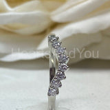 0.5ct Round Cut Moissanite Curved Stackable Wedding Band 14k White Gold Plated