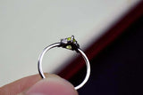 0.2ct Engagement Ring Pear Cut Peridot Curved Minimalist 14k White Gold Finish