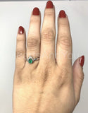 0.3ct Pear Cut Simulated Emerald Solitaire Engagement Ring 14k White Gold Plated