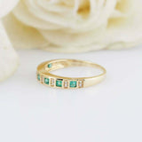 1ct Princess Cut Green Emerald Half Eternity Stackable Band 14k Yellow Gold Over