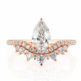 3Ct Pear Cut Diamond Princess Crown Unique Engagement Ring 14K Rose Gold Finish