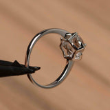 1.9ct Round Cut Peach Morganite Sunflower Engagement Ring 14k White Gold Finish