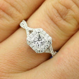 2.1ct Princess Cut Simulated Diamond Split Shank Halo Ring 14K White Gold Plated