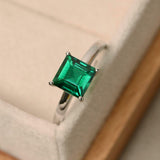 2.3ct Engagement Ring Asscher Cut Green Emerald Solitaire 14k White Gold Finish