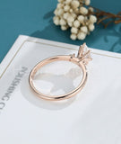 0.5ct Marquise Simulated Diamond Three Stone Engagement Ring 14k RoseGold Plated