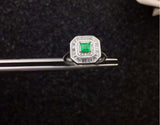 2.3ct Engagement Ring Princess Cut Emerald Dual Halo Cluster 14k White Gold Over