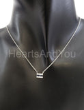 0.5ct Baguette Cut Simulated Blue Sapphire Stylish Pendant 14k White Gold Plated