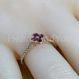 0.5ct Round Cut Simulated Pink Ruby Floral Engagement Ring 14k Rose Gold Plated