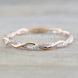 0.2ct Round Cut Moissanite Infinity Women Wedding Band 14k Yellow Gold Plated