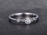 1ct Round Cut Diamond Engagement Ring Five Stone Solitaire 14k White Gold Finish