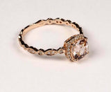 2.15ct Engagement Ring Cushion Cut Peach Morganite Halo 14k Yellow Gold Finish