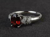 2.4ct Oval Cut Red Garnet Solitaire Split Shank Ring 14k White Gold Finish