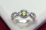 2.2ct Engagement Ring Round Cut Green Peridot Infinity 14k White Gold Finish