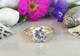 2.3ct Engagement Ring Round Cut Diamond Accents Solitaire 14k Yellow Gold Finish