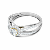 2.4ct Engagement Ring Round Cut Diamond Halo Split Shank 14k White Gold Finish