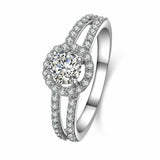 2.45ct Round Cut Diamond Engagement Ring Split Shank Halo 14k White Gold Finish