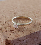 0.12ct Round Cut Moissanite Solitaire Engagement Ring 14k Yellow Gold Plated