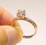 2ct Round Cut Diamond Engagement Ring 18k Rose Gold Finish Classic Solitaire