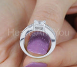 2.4ct Princess Simulated Diamond Channel Set Bridal Ring 14k White Gold Plated