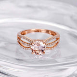 2ct Round Cut Morganite Split Shank Solitaire Engagement Ring 14k Rose Gold Over