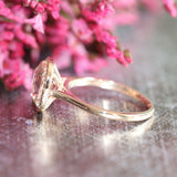 1.2ct Cushion Cut Peach Morganite Halo Engagement Ring 14k Rose Gold Finish