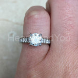2.2ct Round Cut Moissanite Channel Set Engagement Ring 14k White Gold Plated