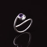 0.5ct Round Cut Purple Amethyst Geometric Solitaire Ring 14k White Gold Finish
