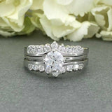2ct Round Cut Diamond Solitaire Engagement Ring Ring Guard 14k White Gold Finish