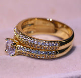 3ct Round Cut Diamond Engagement Ring 14k Yellow Gold Finish Bridal Set Promise