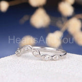 0.45ct Round Cut Moissanite Curved Women Wedding Band 14k White Gold Plated
