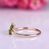 0.5ct Marquise Cut Green Emerald Wedding Band Leaves Design 14k Rose Gold Finish