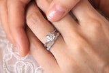 3 Stone Bridal Set Engagement Ring 2ct Emerald Cut Diamond 14k White Gold Finish