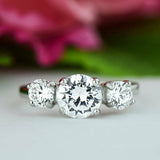 2ct Round Cut Diamond Cluster Solitaire Engagement Ring 14k White Gold Finish