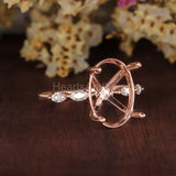 0.3ct Oval Stone Ring Setting Round Simulated Semi Mount 14k Rose Gold Plated