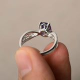 2.5ct Cushion Cut Purple Amethyst Diamond Engagement Ring 14k White Gold Finish
