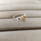 1.5ct Engagement Ring Oval Cut Yellow Citrine Partywear 14k White Gold Finish