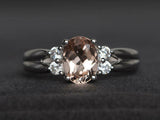 2ct Engagement Ring Oval Cut Morganite Stylish Solitaire 14k White Gold Finish