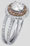 Double Halo Split Shank Engagement Ring 3.5ct Round Diamond 14k White Gold Over