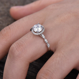 2.2ct Engagement Ring Round Cut Diamond Halo Solitaire 14k White Gold Finish