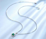 2ct Green Emerald Pendant Round Cut Diamond Halo 14k White Gold Finish NO CHAIN