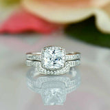 2ct Cushion Cut Diamond Bridal Set Engagement Ring Band 14k White Gold Finish