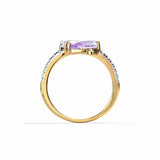 1.2ct Engagement Ring Pear Cut Diamond Bypass Design 14k Yellow Gold Finish