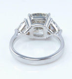 5.5ct Cushion Cut Diamond Engagement Ring 18K White Gold Finish Trillion Accents