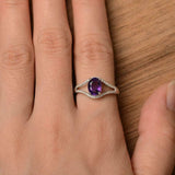 2.2ct Engagement Ring Oval Cut Purple Amethyst Split Shank 14k White Gold Finish