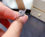 0.5ct Round Cut Moissanite Curved Women Engagement Ring 14k White Gold Plated