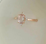 1.5ct Cushion Peach Morganite Crown Setting Engagement Ring 14k Rose Gold Over