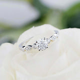 1.6ct Round Cut Diamond Milgrain Solitaire with Accent Ring 14k WhiteGold Finish